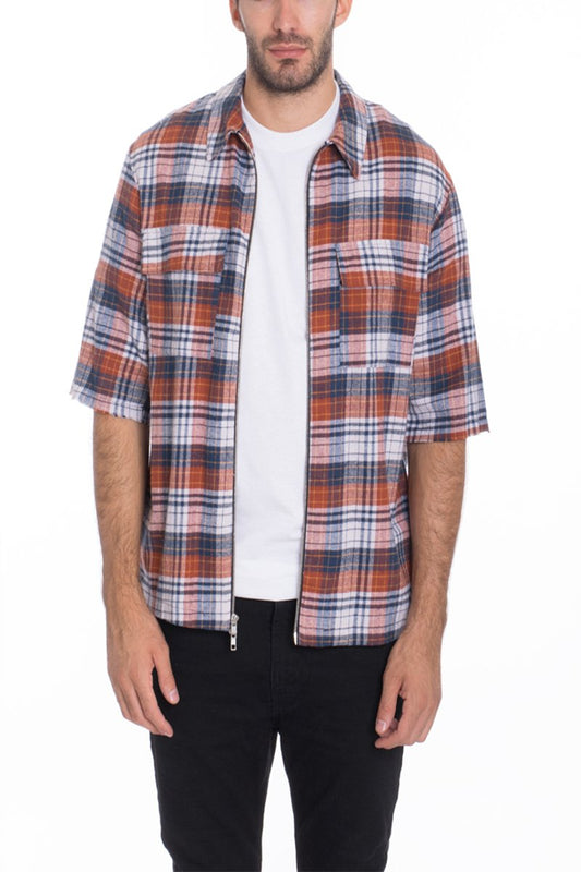 SHORT FRONT ZIP FLANNEL